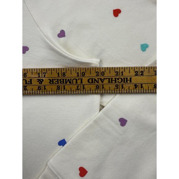 WildFox Hearts Print Short Lounge Set Women Small Longsleeve Sweatshirt Oatmeal - Picture 10 of 16